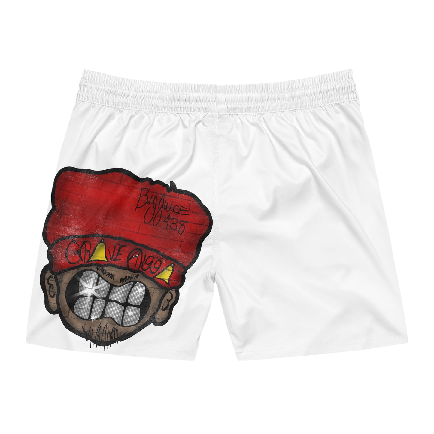 Men's Swim Shorts, Grave Digga Musik Surf Shorts, Beachwear, Graphic Swim Trunks, Hip-Hop Swimwear, Summer Holidays, Pool Party Gear