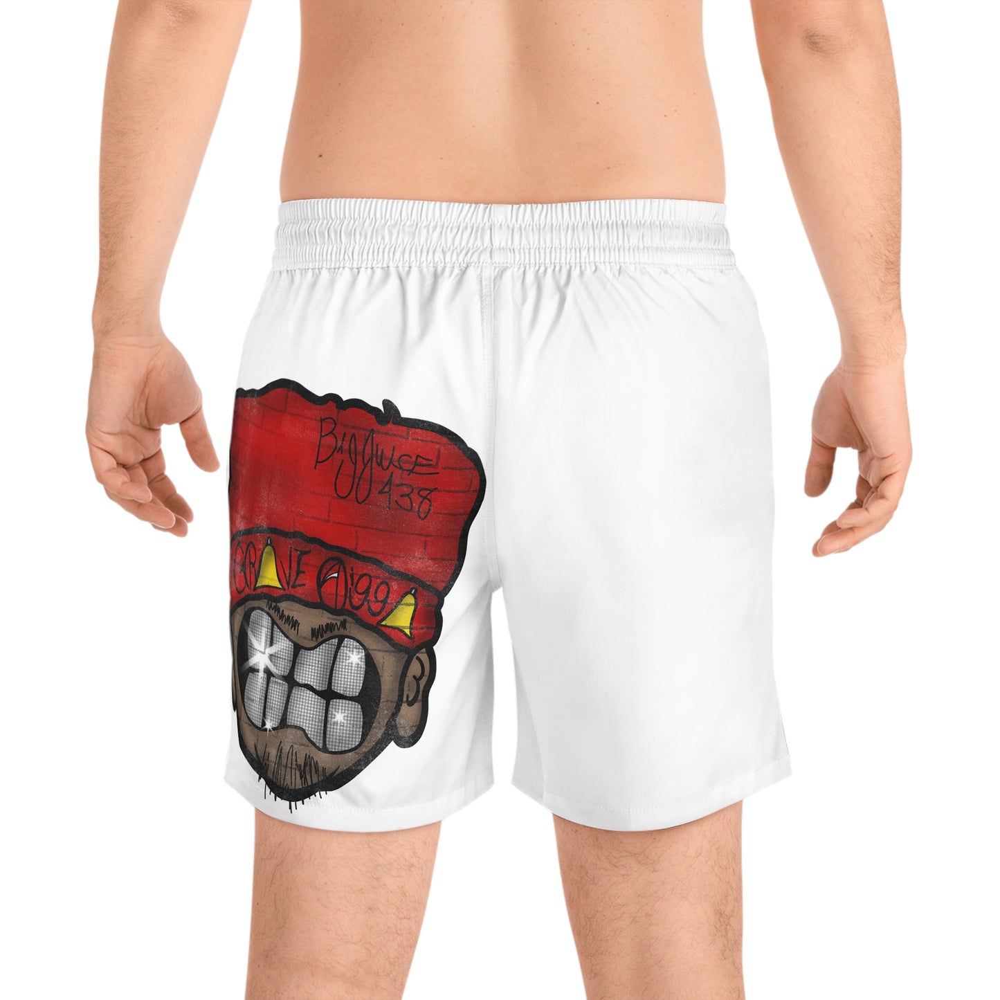 Men's Swim Shorts, Grave Digga Musik Surf Shorts, Beachwear, Graphic Swim Trunks, Hip-Hop Swimwear, Summer Holidays, Pool Party Gear
